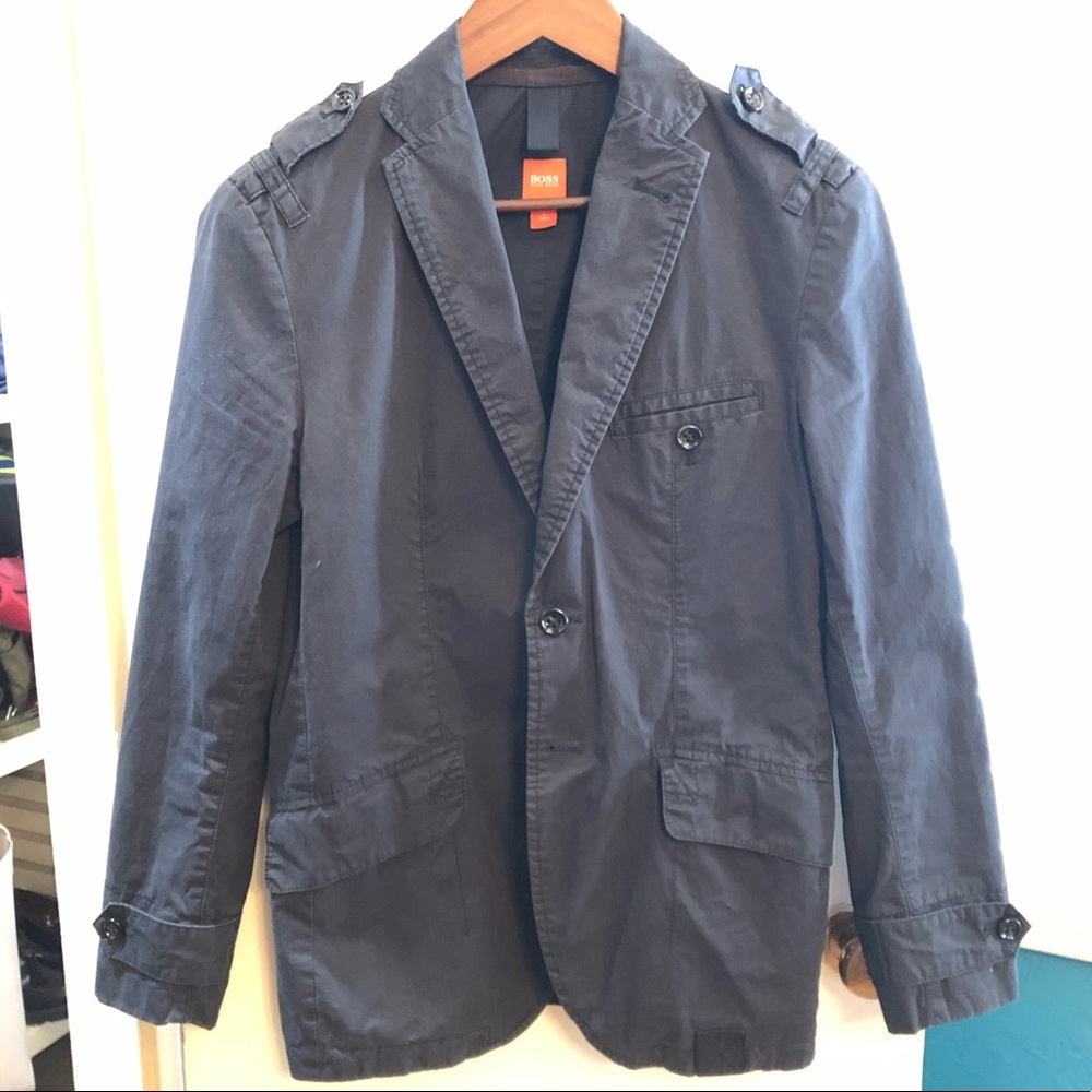 HUGO BOSS/BOSS ORANGE Mens Sport Coat Blazer Black Cotton 36R